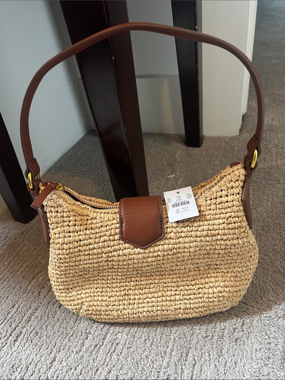 J. Crew Berkeley buckle shoulder bag in hand knotted straw - Picture 5 of 6